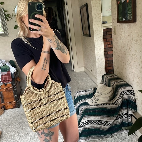 Natural Boho Woven Wicker Tote Clutch Purse - Picture 14 of 14